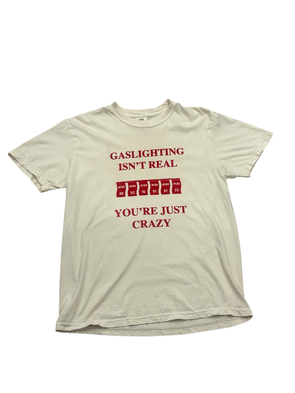 Graphic Crewneck T-Shirt - White with Red Print